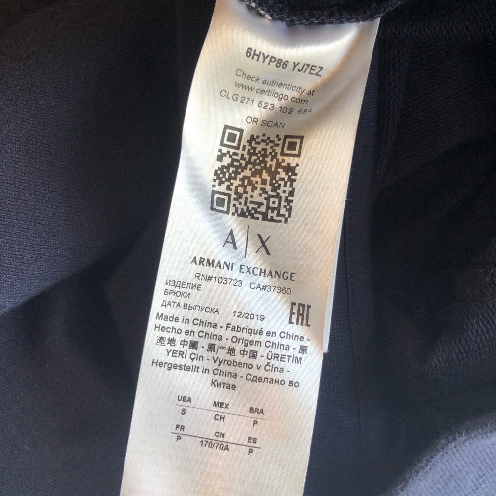 A/ X Armani Exchange Navy Blue Wide-Leg Slide-Bottom Lounge Pants Women’s Size S - Picture 10 of 16